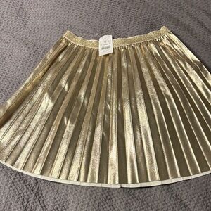 J. Crew Shimmering Gold Pleated Skirt